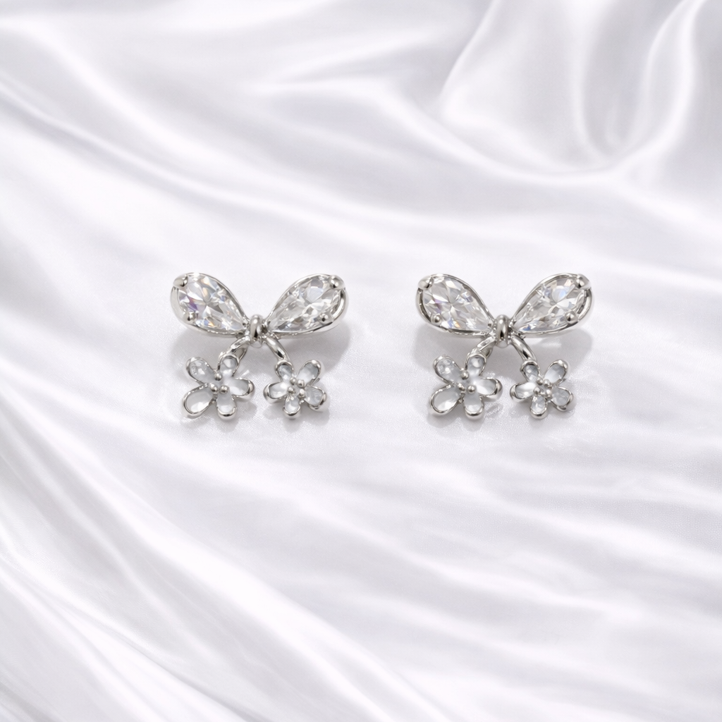 Flora Bow Crystal Stud Earrings