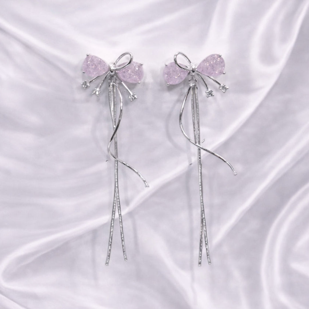 Rosé Whisper Bow Earrings